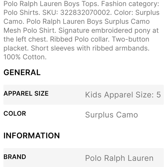 NWT Boy's Ralph Lauren Polo Classic-fit Camouflage Shirt - Picture 7 of 8